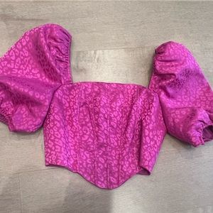 Korey Puff Sleeve Satin Bustier Top